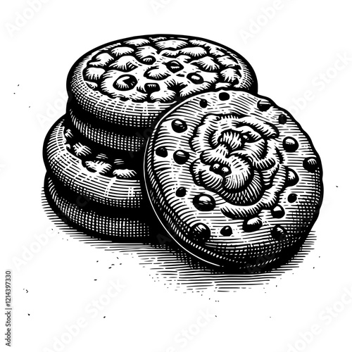 Black and White Cookie Stack vector illustration
