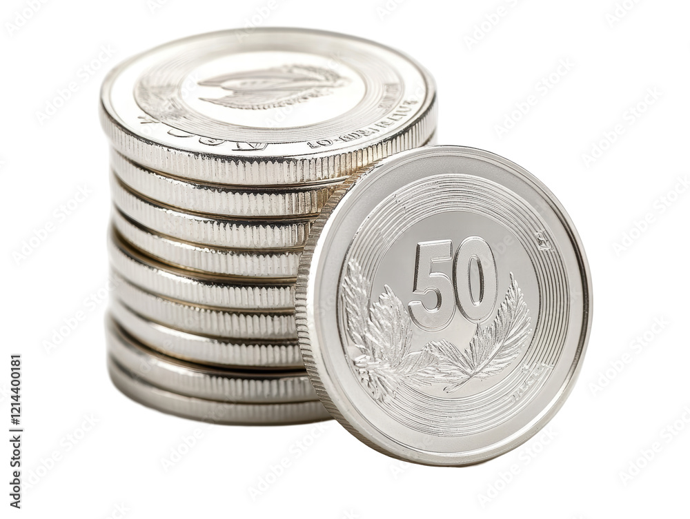Isolated Stack of Silver Coins Isolated Stack of Silver Coins