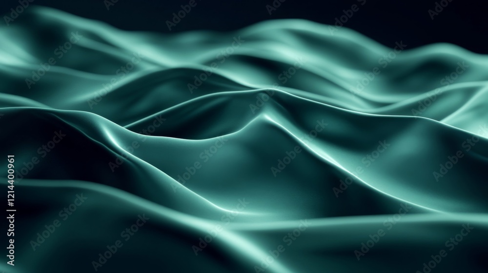 Fototapeta premium Teal Fabric Texture with Smooth Wavy Surface