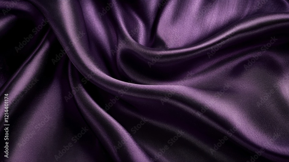 Obraz premium Deep Purple Fabric Texture: Elegant Draped Silk with Shimmering Sheen
