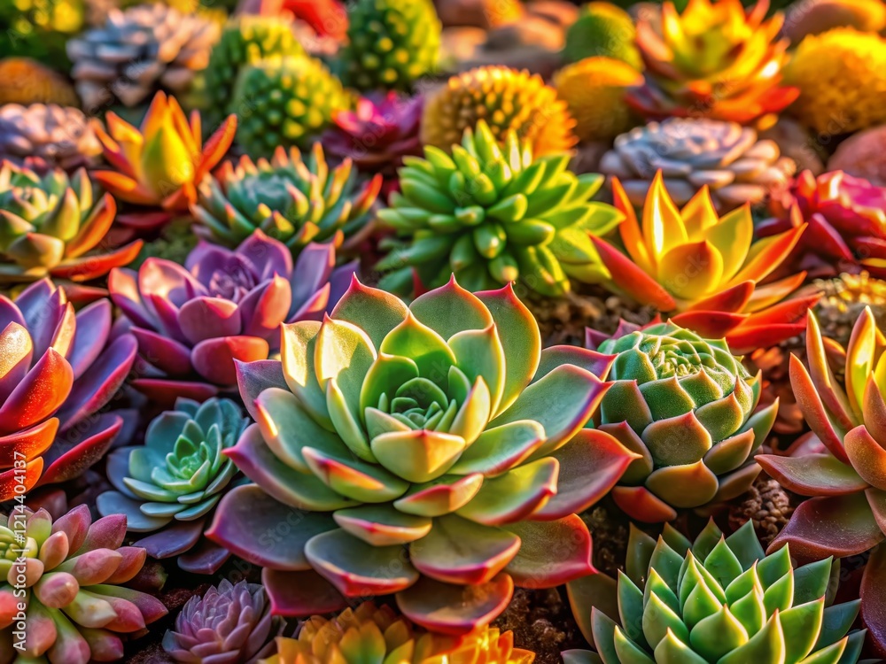 Obraz premium Lush Succulents Thrive in a Vibrant Garden - High-Resolution Stock Photo