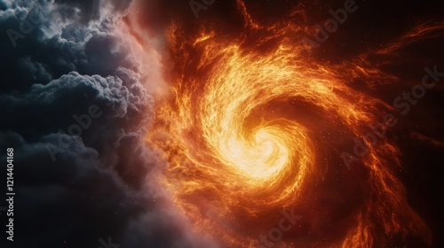 Fiery Spiral in Dark Clouds photo