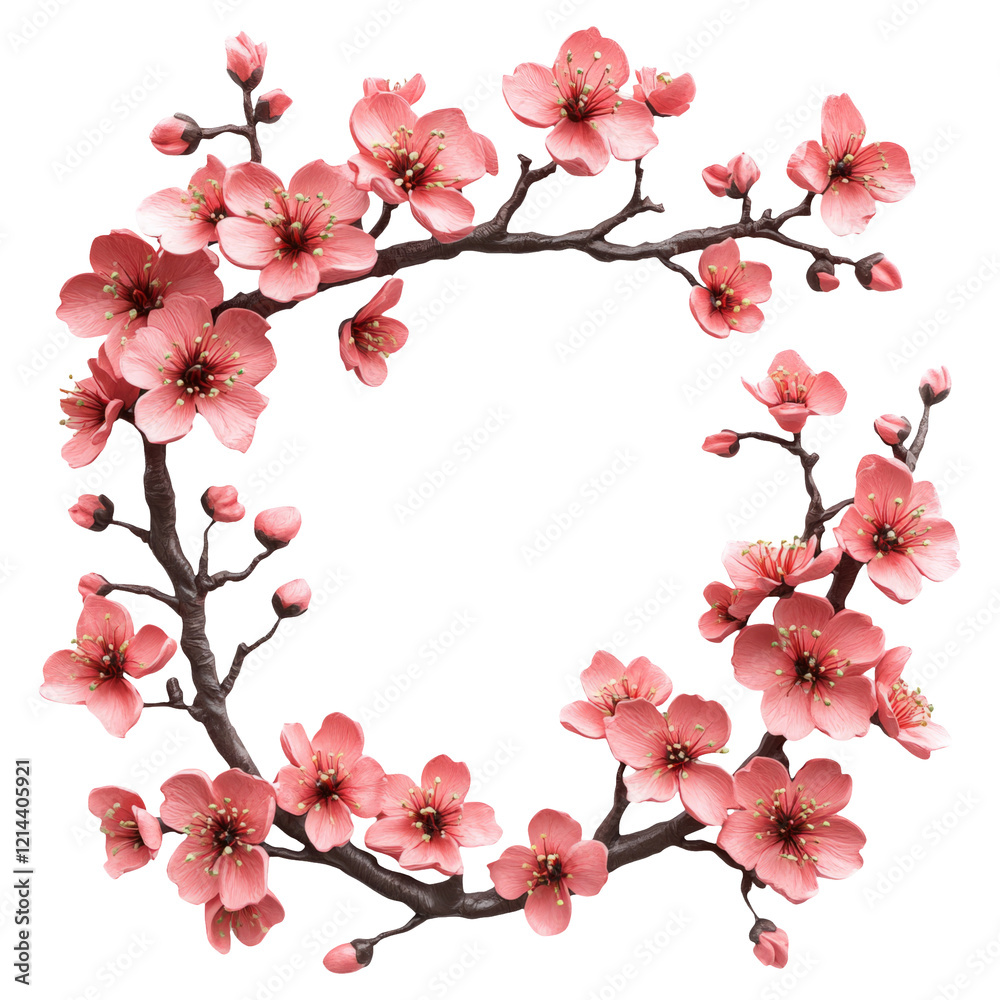 Fototapeta premium Beautiful Blossom Frame with Colorful Flowers on Transparent Background