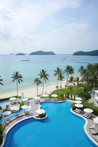 The ultimate Tropical Resort Paradise featuring an Infinity Pool and pristine Beach. Aerial view