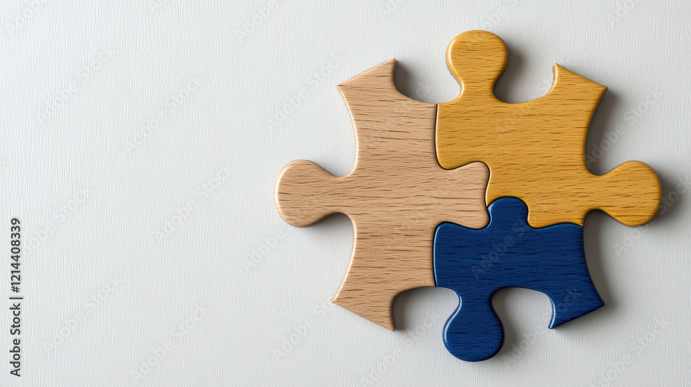 Fototapeta premium Colorful jigsaw puzzle pieces on light background, symbolizing unity