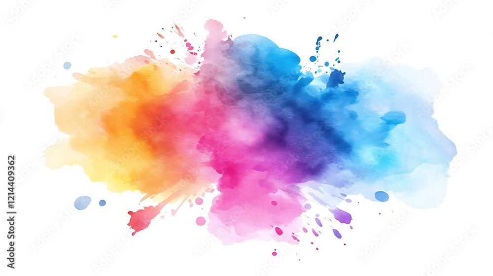Rainbow watercolor explosion; vibrant hues blend and splash. Rainbow watercolor explosion; vibrant hues blend and splash.