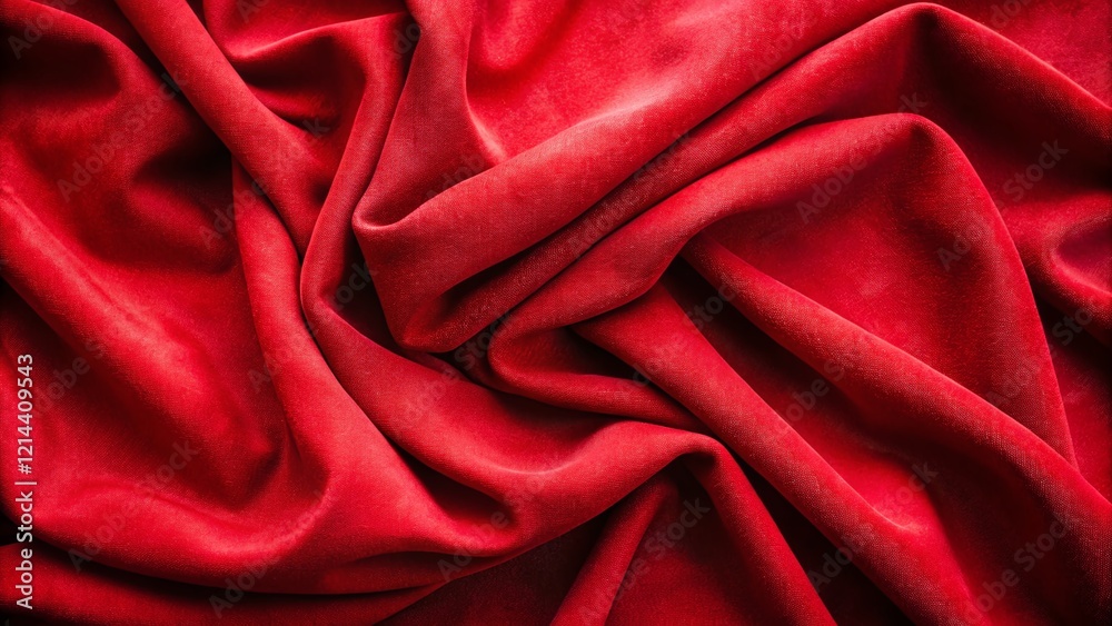 Luxurious Red Suede Fabric Background Texture - Draped Folds & Wrinkles