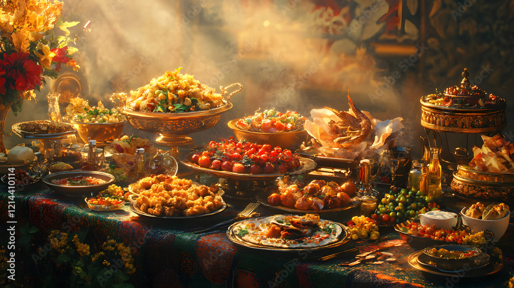 An artistic display of gourmet food amidst elegant decor. An artistic display of gourmet food amidst elegant decor.