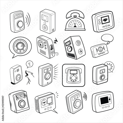 Minimalist Talking Thermostat Silhouette Vector.