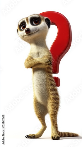 Wallpaper Mural Meerkat standing with arms crossed and a big red question mark behind it on a white background Torontodigital.ca