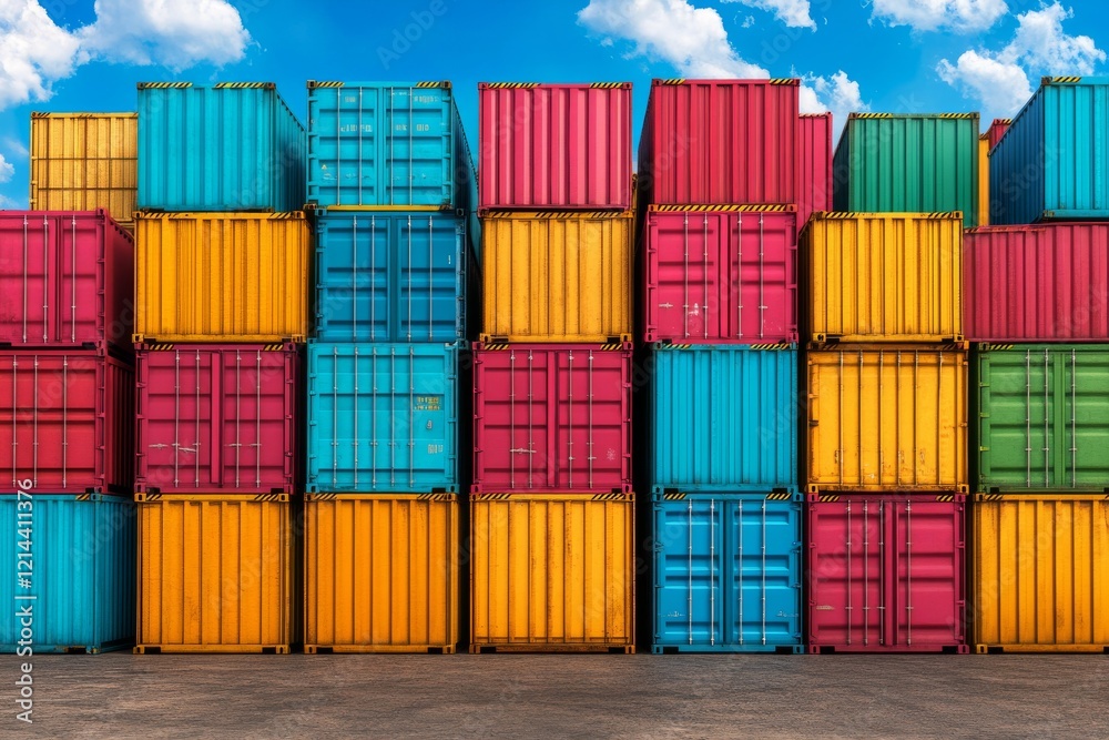 Fototapeta premium Colorful shipping containers. Generative AI