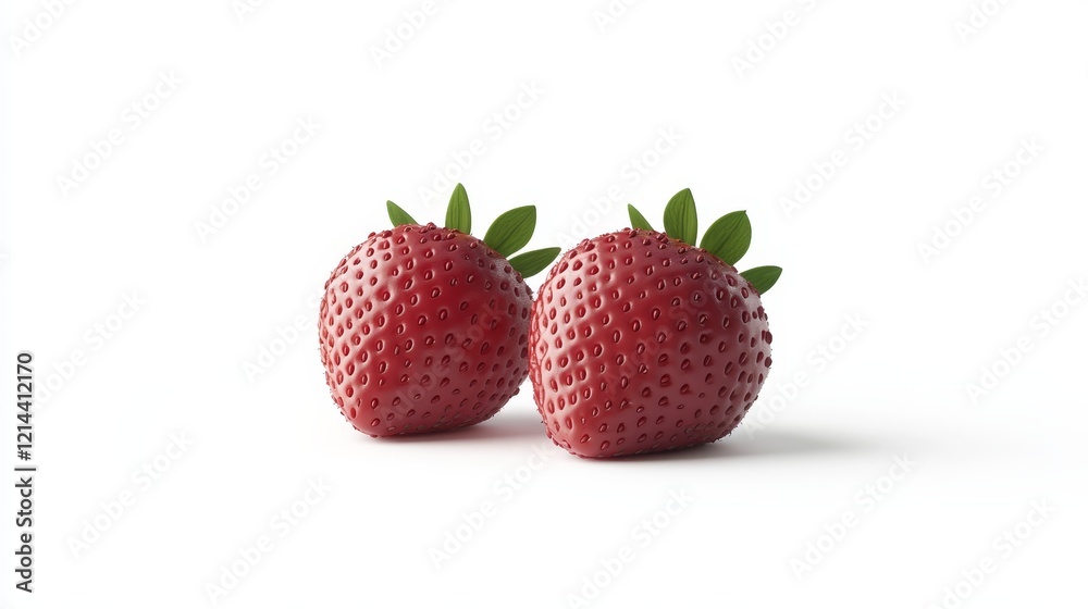 Fresh Ripe Strawberries Isolated on White Background, Highlighting Their Vibrant Red Color, Juicy Texture, and Natural Appeal. Fresh Ripe Strawberries Isolated on White Background, Highlighting Their Vibrant Red Color, Juicy Texture, and Natural Appeal.