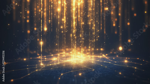 Wallpaper Mural Abstract digital background electromagnetic wave background Innovation digital wave, information technology background and green luxury background with golden line decoration and curve light effect Torontodigital.ca