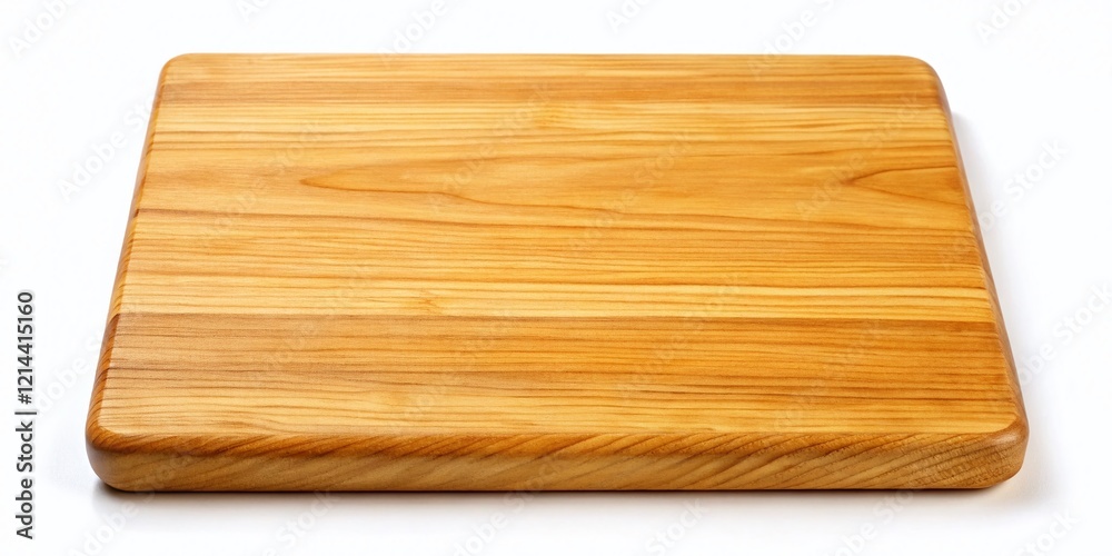 Macro Close-up of Square Wooden Cutting Board Isolated on White Background Macro Close-up of Square Wooden Cutting Board Isolated on White Background