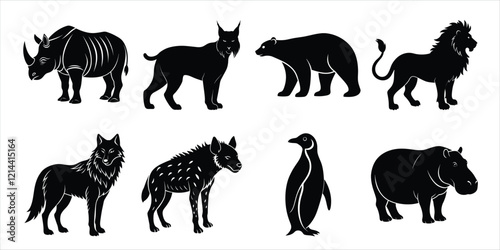 Photography Wild animals silhouette set. Wildlife animals vector illustration