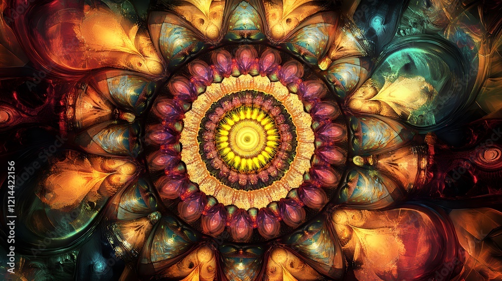 custom made wallpaper toronto digitalAbstract Mandala  Colorful Fractal Art Design