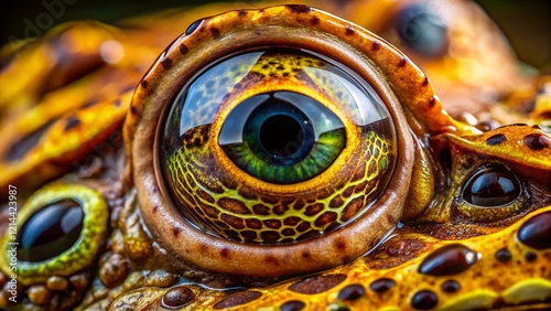 Macro Photography of Cranwell's Horned Frog Eye Close-Up, Amphibian Texture, Detailed View photo