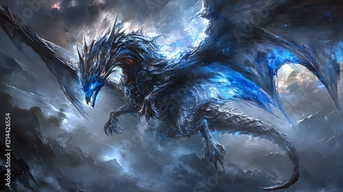 Majestic Ice Dragon Fantasy Art  Epic Creature  Mythical Beast