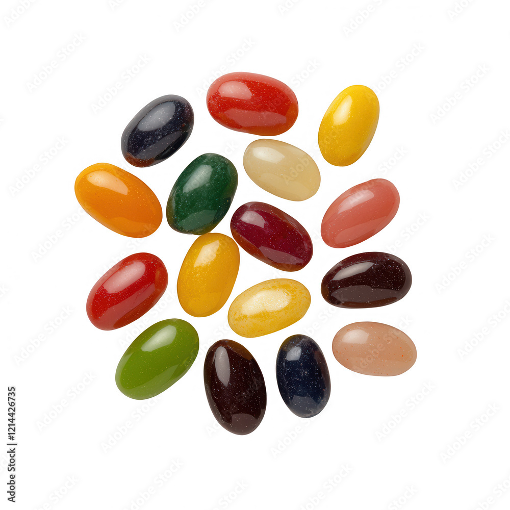 Colorful jelly beans arranged in a creative pattern for a vibrant sweet treat., isolated on a transparent background. Colorful jelly beans arranged in a creative pattern for a vibrant sweet treat., isolated on a transparent background.