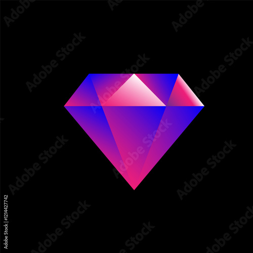 Diamond. Icon, flat design.