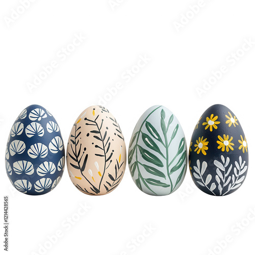 Decorative eggs with intricate floral designs perfect for spring celebrations., isolated on a transparent background. photo