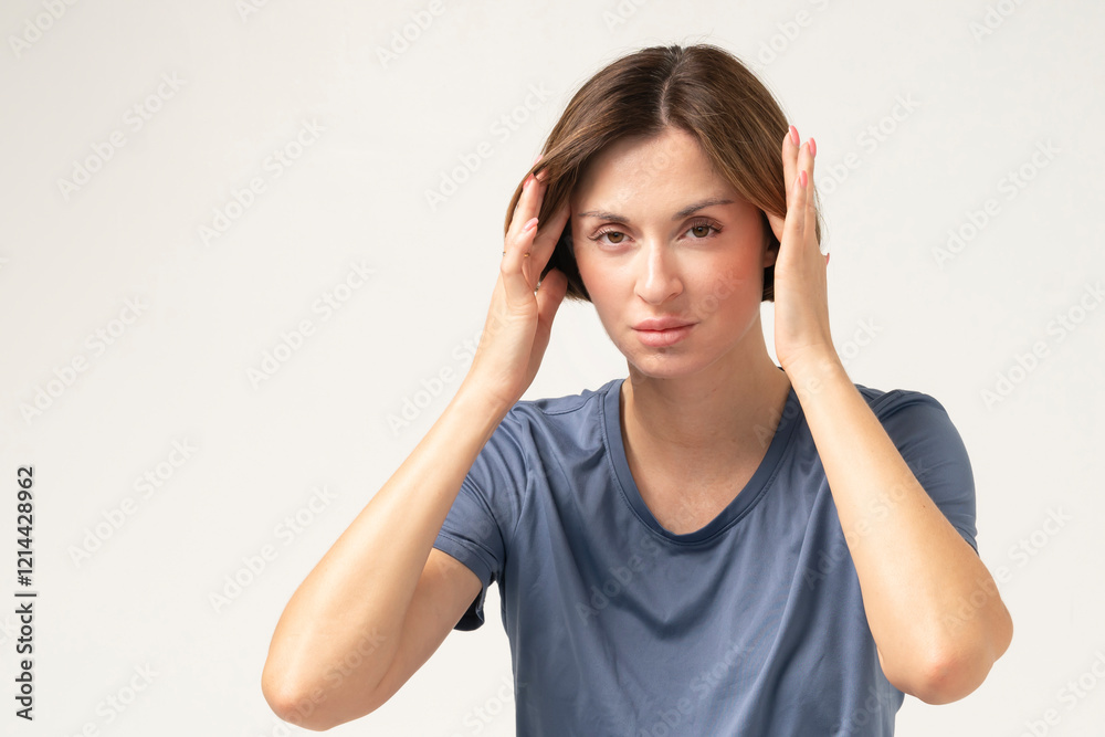 Upset and depressed young woman feeling bad isolated on white background Upset and depressed young woman feeling bad isolated on white background