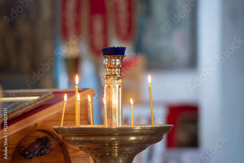 Tapers (long thin candles) in a church