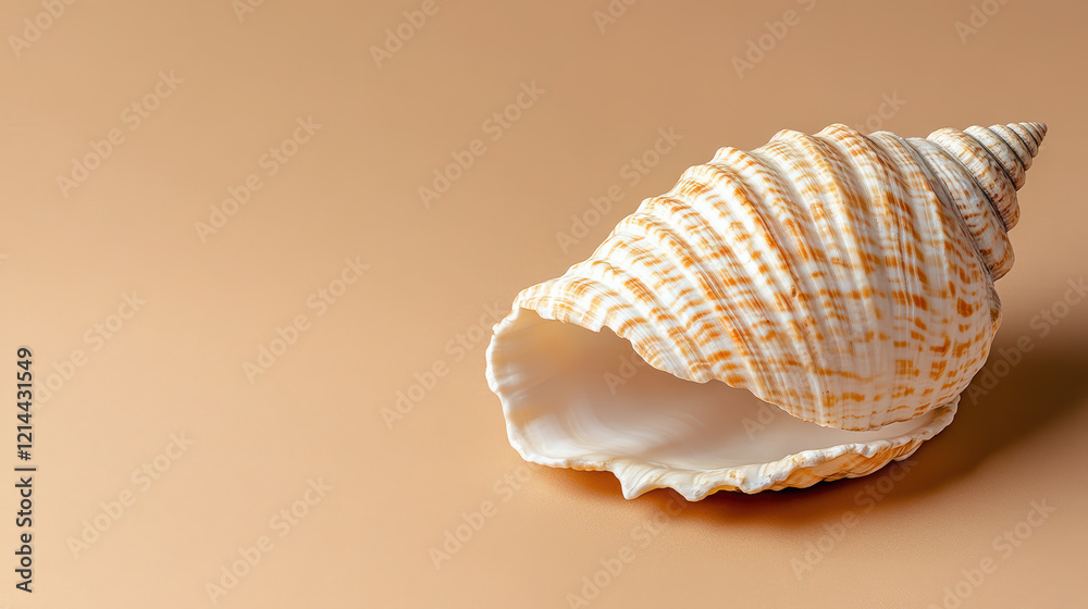 single seashell isolated soft coral background, showcasing its intricate patterns and textures single seashell isolated soft coral background, showcasing its intricate patterns and textures