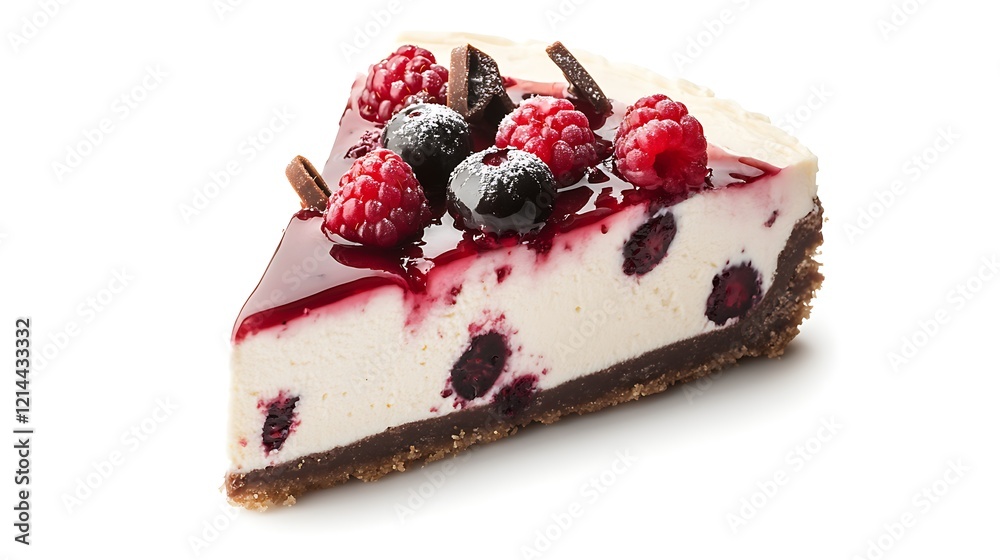 A rich, creamy slice of cheesecake with berries A rich, creamy slice of cheesecake with berries