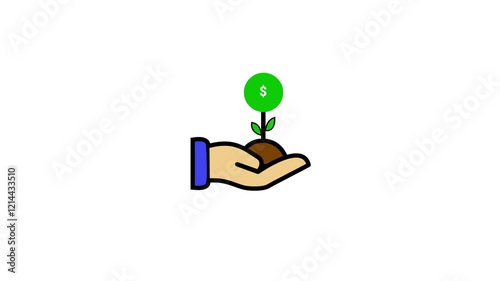 animation of growing money icon. flat and filled icons