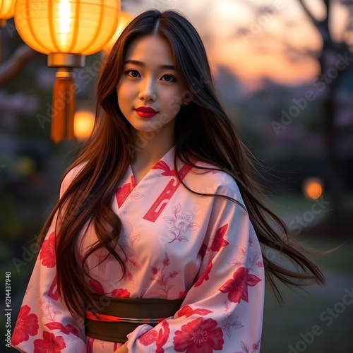 chica vestida con yukata