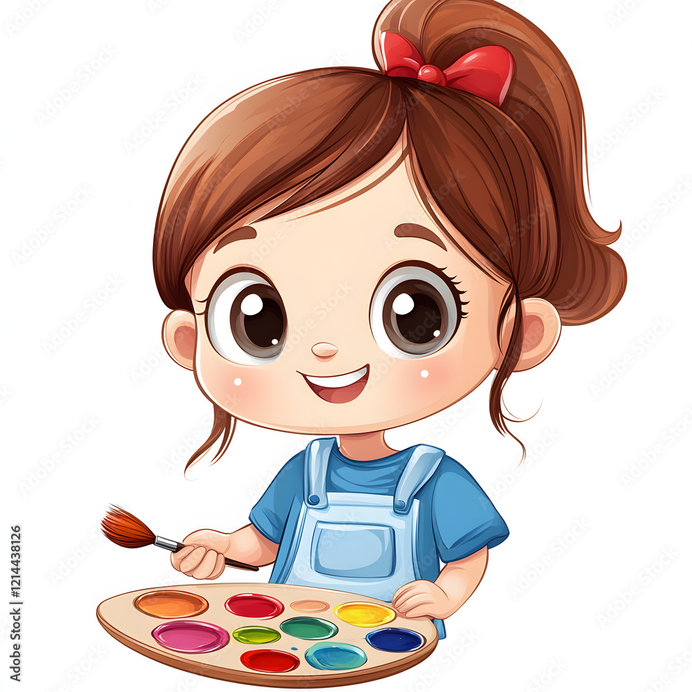Young child joyfully painting with bright colors in a playful art setting. Generative AI Young child joyfully painting with bright colors in a playful art setting. Generative AI