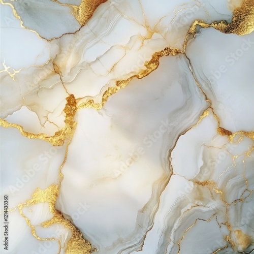 Elegant white marble texture with gold veins.