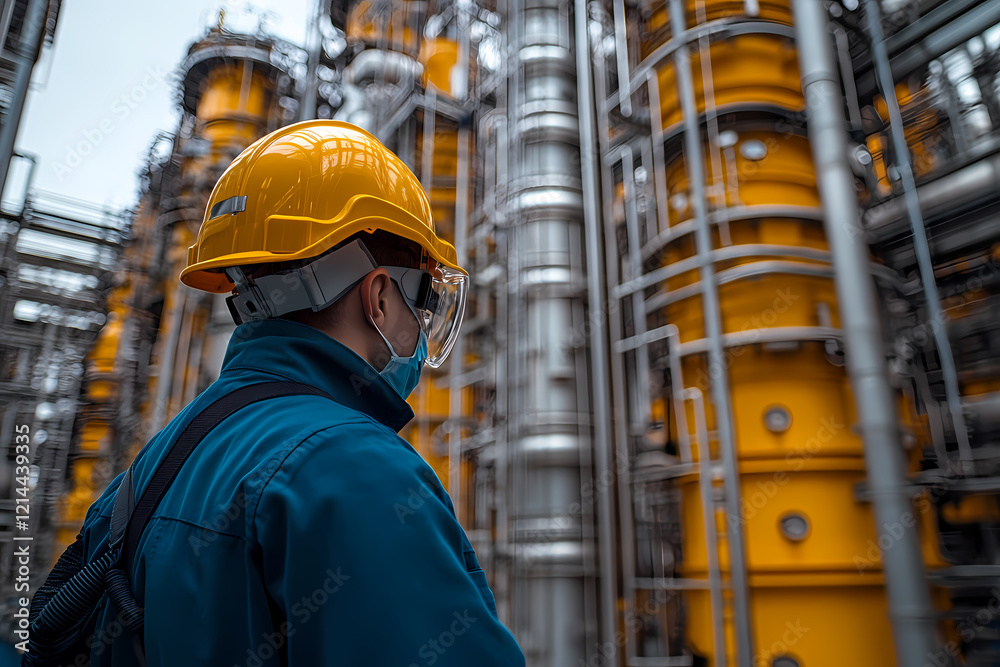 An engineer supervising equipment in a modern factory. Technical expertise and responsibility in action An engineer supervising equipment in a modern factory. Technical expertise and responsibility in action