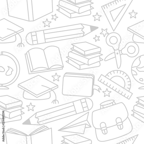 School Equipment Seamless Pattern