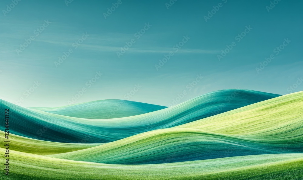 countryside fields with blue sky and green fields in summer