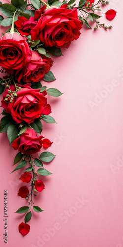 Concept photo of red roses with space for text