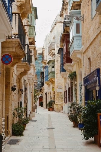 A traditional street in Vittoriosa, Malta photo