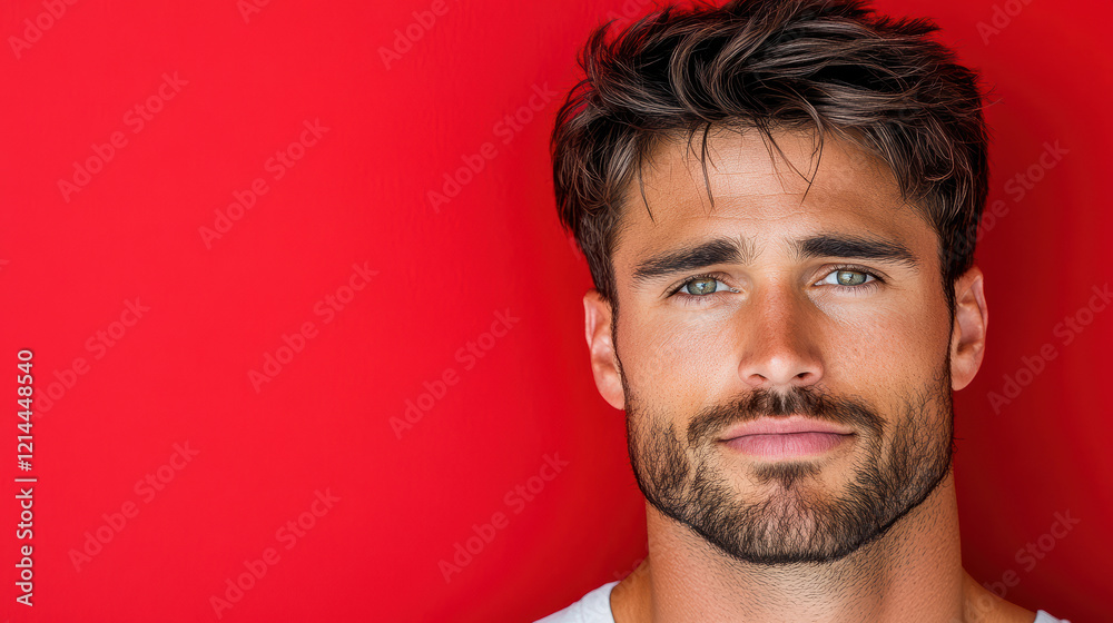Obraz premium charismatic man with strong look against vibrant red background