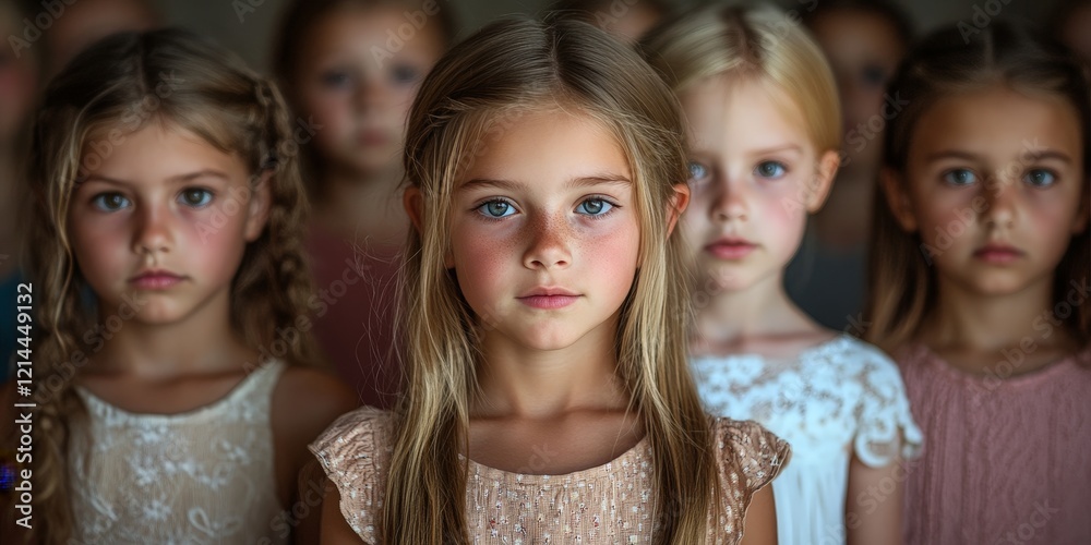 A cheerful group of children standing in line at a daycare, symbolizing childhood, education, and social interaction. Perfect for parenting, education, and lifestyle themes. A cheerful group of children standing in line at a daycare, symbolizing childhood, education, and social interaction. Perfect for parenting, education, and lifestyle themes.