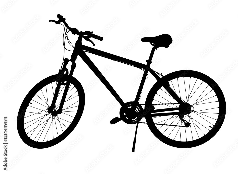 Obraz premium Black bicycle silhouette, side view. Png clipart isolated on transparent background