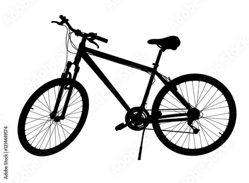 Black bicycle silhouette, side view. Png clipart isolated on transparent background photo