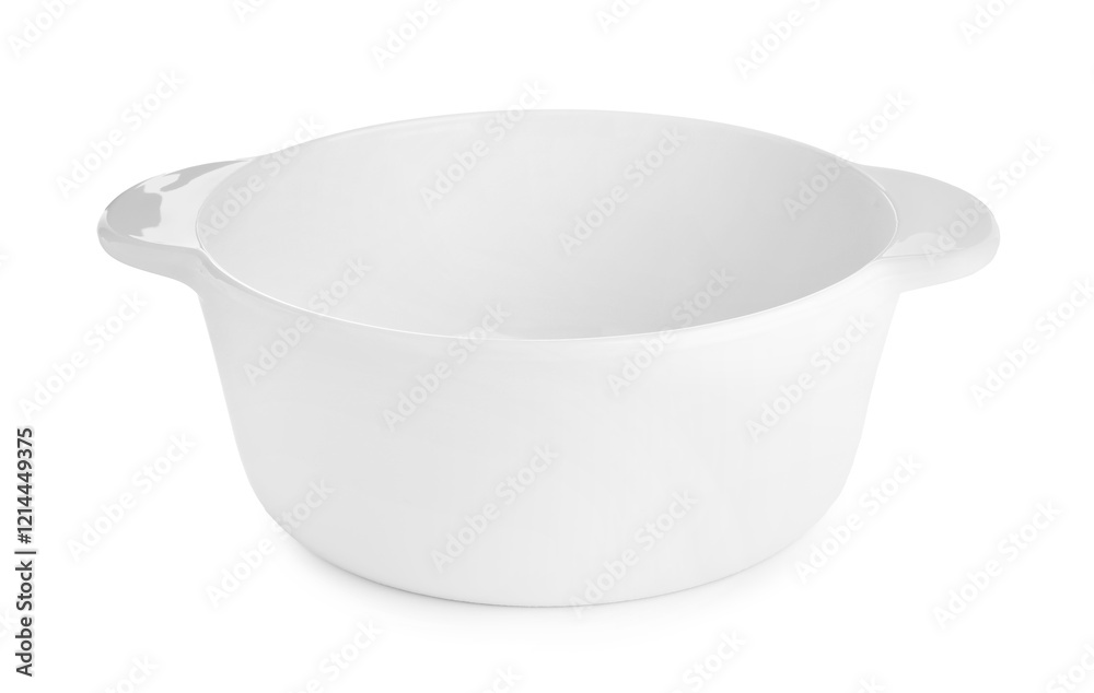 One ceramic casserole isolated on white. Cooking utensil One ceramic casserole isolated on white. Cooking utensil
