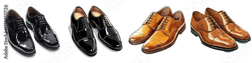 Elegant footwear collection featuring polished black and brown shoes for formal occasions and business environments photo