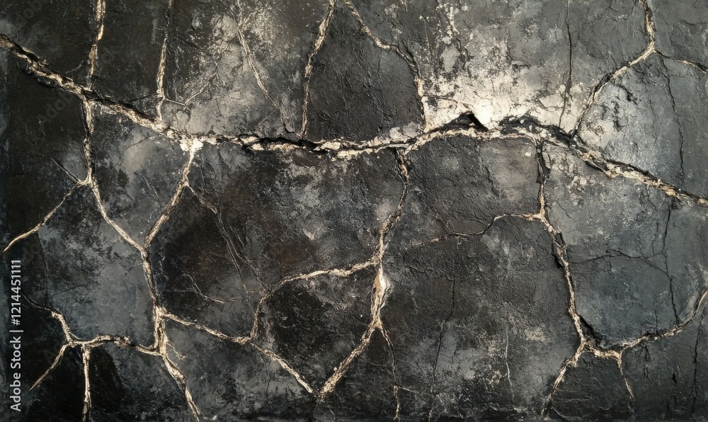 Cracked Dark Surface with White Specks Cracked Dark Surface with White Specks