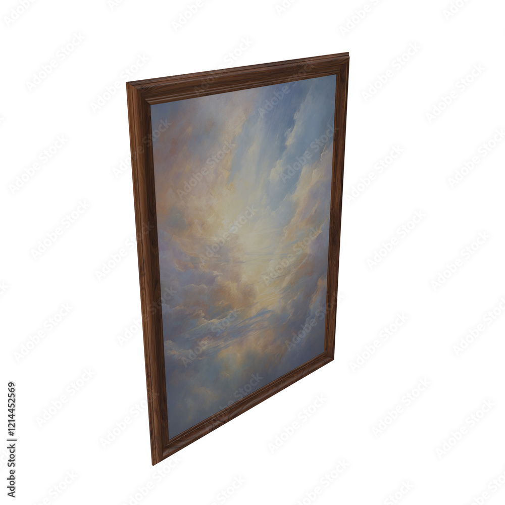 3d render of a picture oil painting in wooden frame, painting of a sky 3d render of a picture oil painting in wooden frame, painting of a sky
