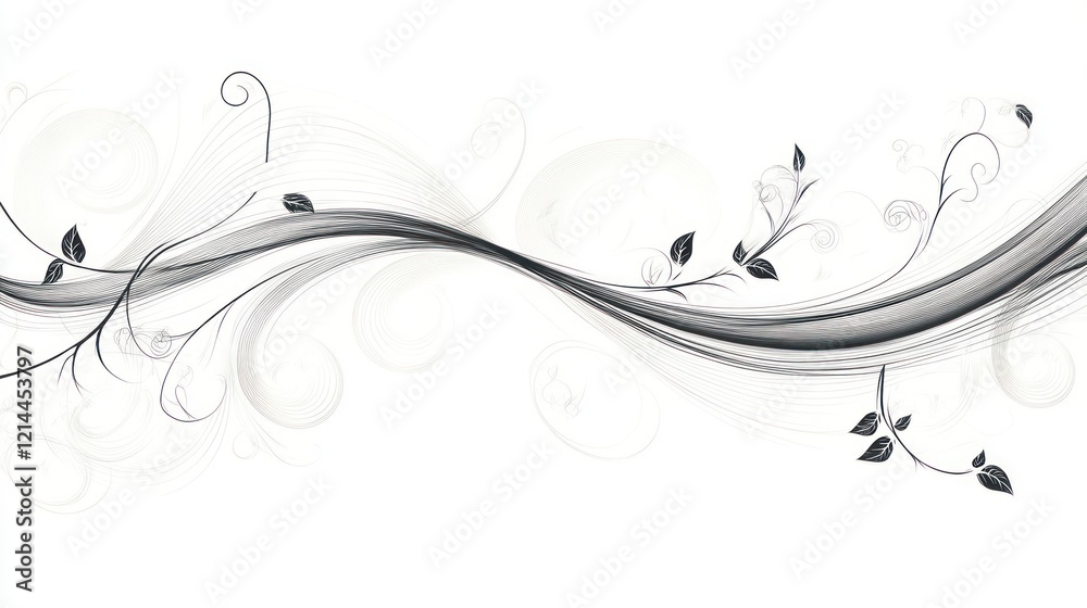 Elegant Monochrome Floral Wave Design: A Serene and Stylish Abstract Artwork Elegant Monochrome Floral Wave Design: A Serene and Stylish Abstract Artwork