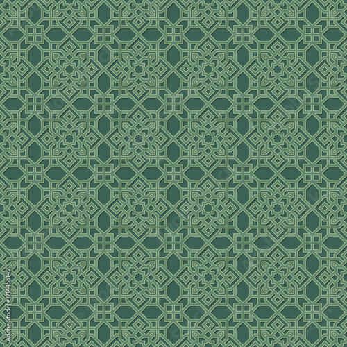 Green Pastel Islamic Pattern with Silhouette Textured