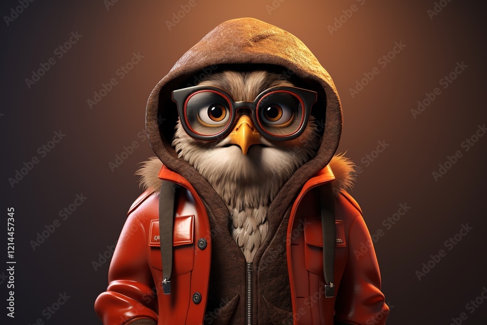 Fototapeta premium portrait of a owl in a hood