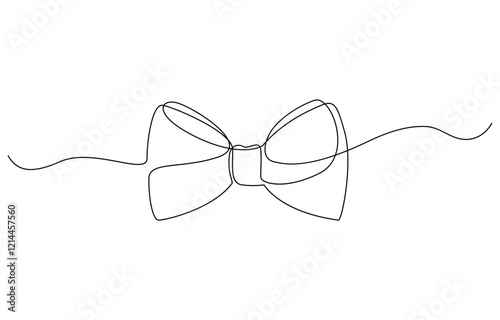 Neck with a bow tie single line art. Man in formal wear dress code abstract minimal one line drawing, Continuous one single line drawing bow tie vector illustration.